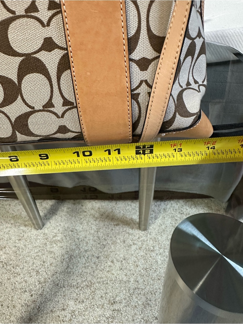 Coach Brown Signature Canvas Dome Satchel with Tan Leather Trim - Picture 8 of 8